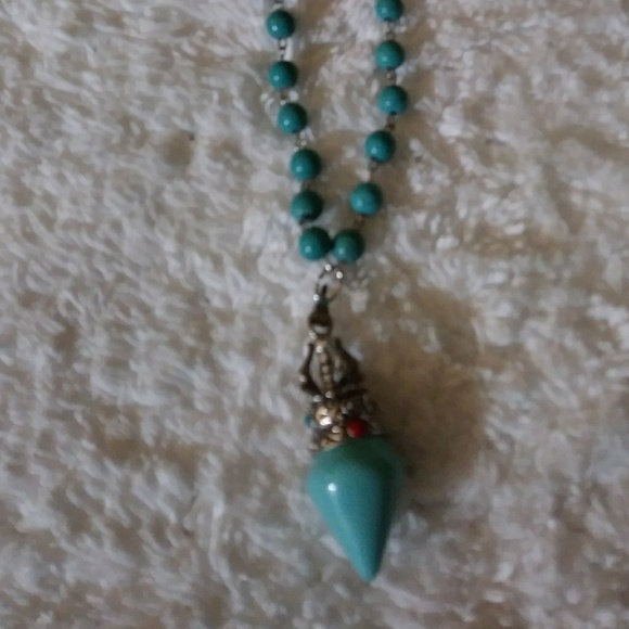 Fabulous Silver, Turquoise and Red Coral Necklace - Picture 3 of 6